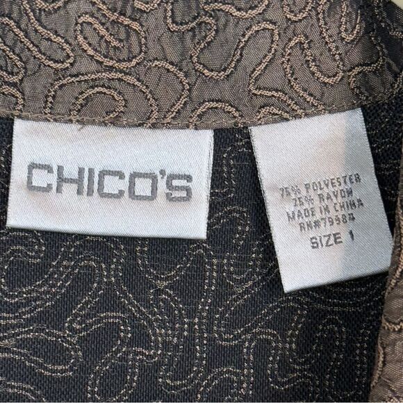 Chico’s Brown Embroidered Shirt 1/S - Picture 3 of 7